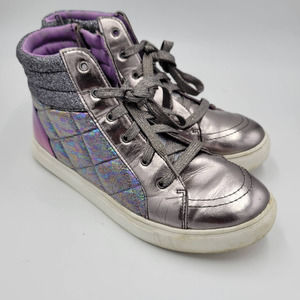 Wonder Nation Big Girl's Silver/Glitter High Top Sneakers (36200385) Size 5